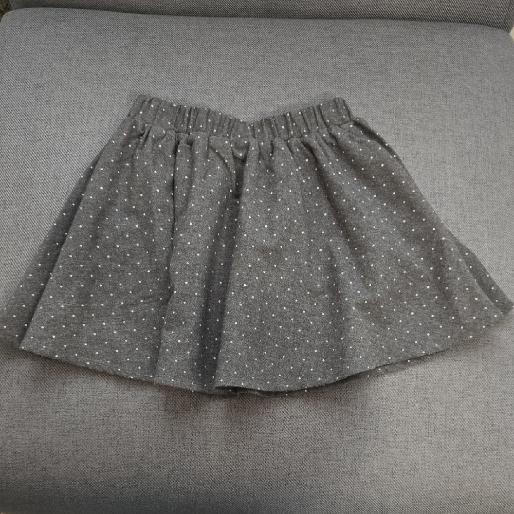 Toddler Girl's Gray Polka Dot Skirt